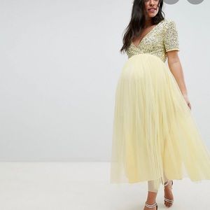 Maya maternity cap sleeve tulle dress !